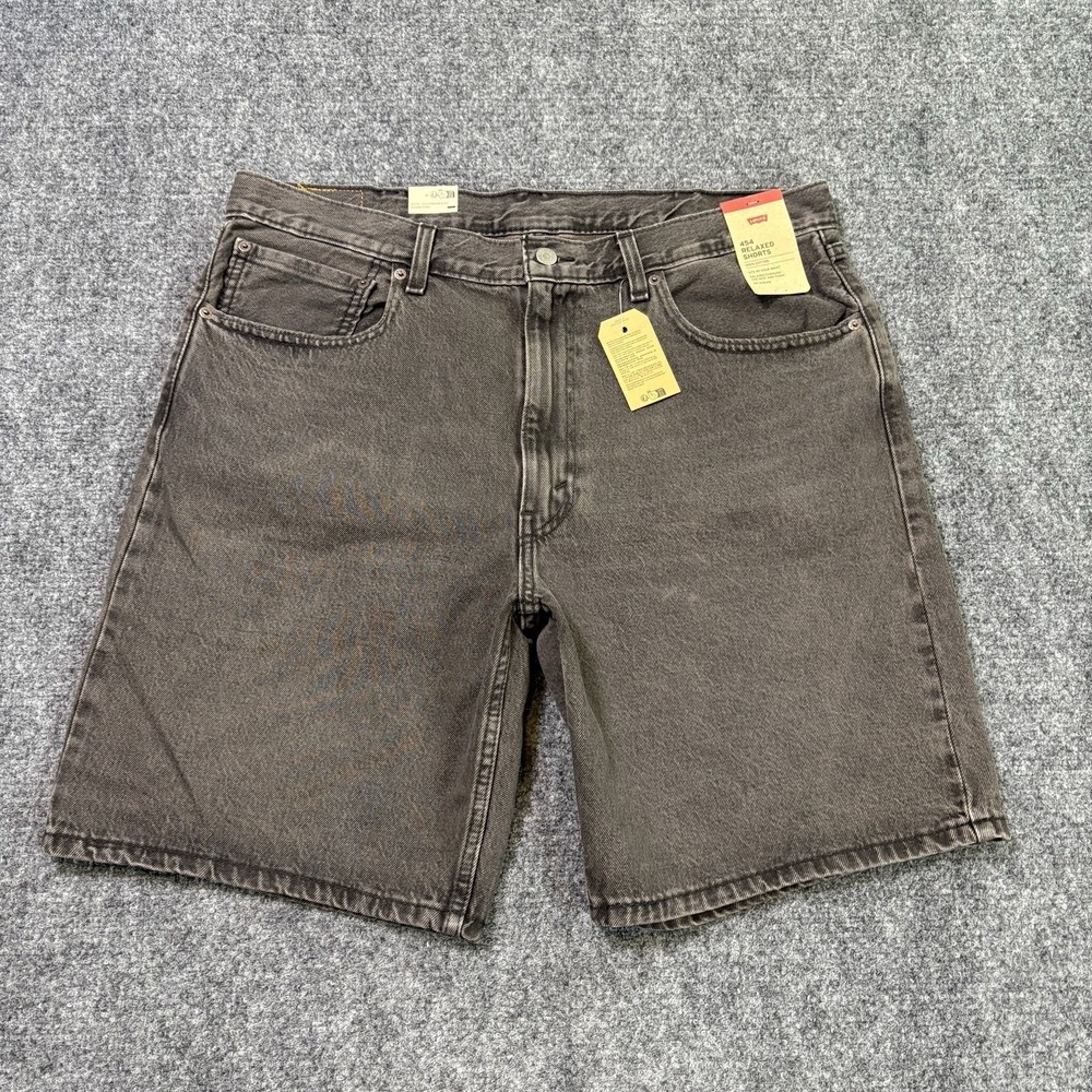 Levi's 454 Relaxed Fit Shorts Men's 38 Black Denim Jorts Baggy Skater Grunge NEW